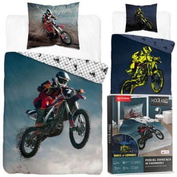 Detexpol Otroški posteljni komplet Cross 160X200 svetleč motor Kross Bike Motor