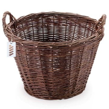 shumee Temna pletena kmečka košara za obiranje sadja, zelenjave, krompirja, cvetlični lonček, balon, 60 cm, juta, pritrjena s trakovi