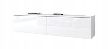 shumee TV omarica za dnevno sobo 140 cm 2-vratna mat/sijajna bela univerzalna z LED