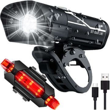 shumee Alogy LED sprednja in zadnja kolesarska luč, sprednja in zadnja kolesarska luč, vodoodporna IPX4, USB kolesarska luč, komplet Alogy LED kolesarskih luči