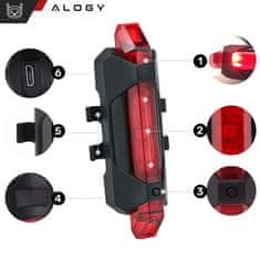 shumee Alogy LED sprednja in zadnja kolesarska luč, sprednja in zadnja kolesarska luč, vodoodporna IPX4, USB kolesarska luč, komplet Alogy LED kolesarskih luči