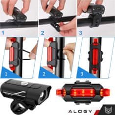 shumee Alogy LED sprednja in zadnja kolesarska luč, sprednja in zadnja kolesarska luč, vodoodporna IPX4, USB kolesarska luč, komplet Alogy LED kolesarskih luči