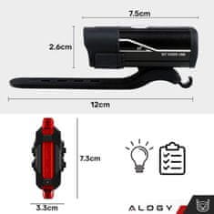 shumee Alogy LED sprednja in zadnja kolesarska luč, sprednja in zadnja kolesarska luč, vodoodporna IPX4, USB kolesarska luč, komplet Alogy LED kolesarskih luči