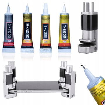 shumee Rosfix primež za LCD zaslone + 4x univerzalno lepilo Rosfix T-8000 15 ml + lepilo Rosfix T-7000 15 ml + lepilo Rosfix B-7000 15 ml + lepilo E-8000 15 ml
