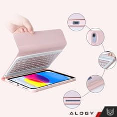 shumee Ovitek s tipkovnico Alogy z držalom za pisalo za Apple iPad 11 2025 / iPad 10.9 2022, roza