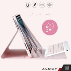 shumee Ovitek s tipkovnico Alogy z držalom za pisalo za Apple iPad 11 2025 / iPad 10.9 2022, roza