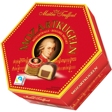 Gunz MaitreTruffout Mozartkugeln luksuzni pralineji z marcipanom in lešniki v nežni mlečni čokoladi 300 g