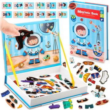 Ricokids Magnetna izobraževalna knjiga, sestavljanka za oblačenje, komplet za oblačenje
