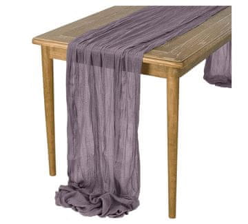 shumee Boho prt z nabrano lilijo vijolično rustikalno nežno prt 90x300 cm