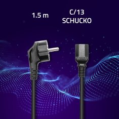 Qoltec IEC C13/SCHUKO napajalni kabel | 3x0,75 mm² | 1,5 m