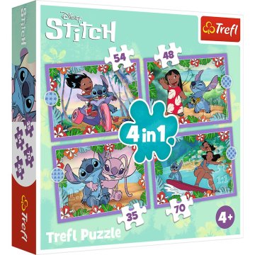 Northix Komplet sestavljank 4 v 1 Disney Stitch za otroke in odrasle