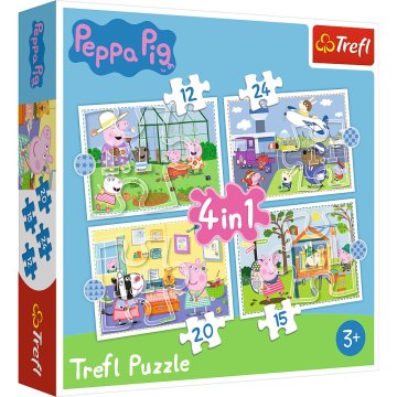 Northix Pujsa Peppa 4 v 1 komplet sestavljank za otroke