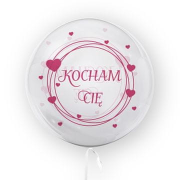 Tuban Prozoren balon z vzorcem Ljubim te, roza 45 cm