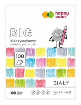 shumee Blok za risanje Happy Color brez kislin, bel, A4, 100 g, 100 listov