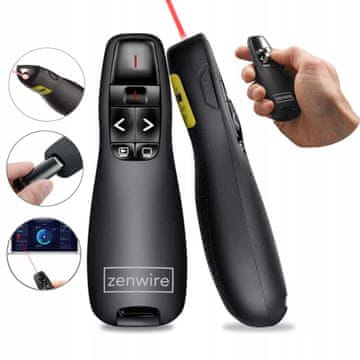 shumee Brezžični daljinski upravljalnik z laserskim kazalnikom ZA predstavitve, laserski USB Zenwire S15