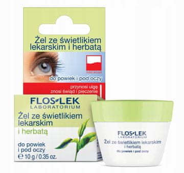 FLOS-LEK Gel z očesno metlico in čajem za veke in podočnjake 10 g (kozarec)