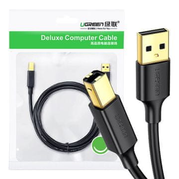shumee Ugreen US135 USB 2.0 A-B kabel za tiskalnik, pozlačen, 2 m (črn)