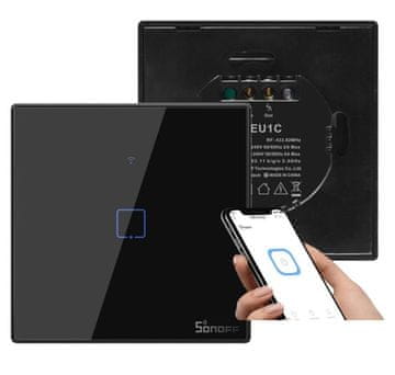 Sonoff Sonoff črno na dotik WiFi stikalo za luči z daljinskim upravljalnikom T3EU1C-TX