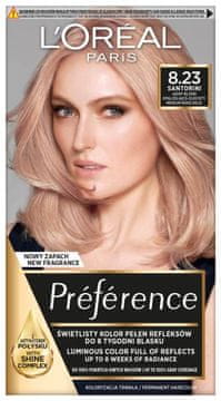 L’Oréal Barva za lase Loreal Preference - 8.23 Santorini svetlo blond iridescentno zlata (2x60ml, 54ml)