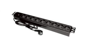 shumee 19-palčni razdelilnik PDU za rack, 9 x vtičnica CEE 7/5, vtič CEE 7/7 z LED diodo PZ09