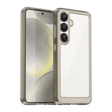 HURTEL Silikonski etui z gelskim okvirjem za Samsung Galaxy S25 Outer Space Case – prosojno črn