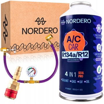 shumee Nordero komplet za polnjenje avtomobilske klimatske naprave PLIN R134A + adapter VT/LP