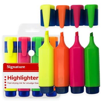 BC Highlighters Barvni neonski markerji za knjige Šolski markerji, komplet 4 kosov