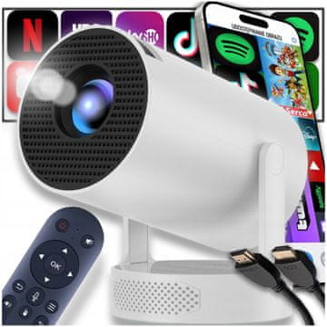 shumee Filmski projektor, multimedijski projektor, android TV, prenosni wifi, BT zvočnik