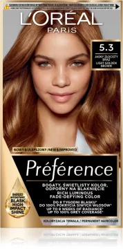 L’Oréal Barva za lase Loreal Preference - 5.3 Virginia svetlo zlato rjava (2x60ml, 54ml)