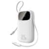 BASEUS Powerbank 20000mAh 22,5W z zaslonom USB-C iPhone Lightning kabli - beli