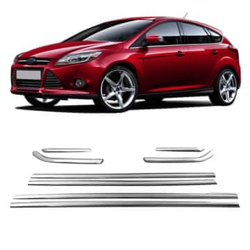 shumee Obrobe stranskih oken, nerjaveče jeklo, krom, Ford Focus Mk3 2011–2017