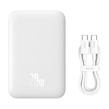 BASEUS Powerbank 6000 mAh Magnetic Mini Air 20 W s kablom USB-C – bel