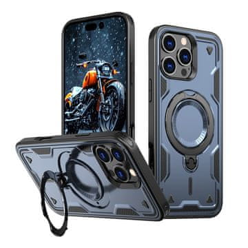 HURTEL Ovitek za iPhone 16 Pro Max Hybrid Armor z MagSafe – moder