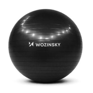 WOZINSKY Gimnastična žoga za rehabilitacijske vaje s tlačilko 65 cm - črna