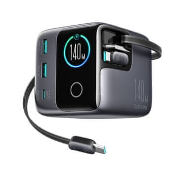 Joyroom 5-portni namizni polnilnik z 2 zložljivima kabloma GaN 140W - siv