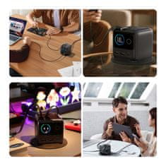 Joyroom 5-portni namizni polnilnik z 2 zložljivima kabloma GaN 140W - siv
