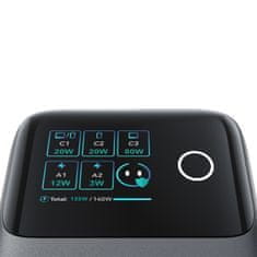 Joyroom 5-portni namizni polnilnik z 2 zložljivima kabloma GaN 140W - siv