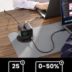 Joyroom 5-portni namizni polnilnik z 2 zložljivima kabloma GaN 140W - siv