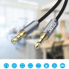 Choetech AUX avdio kabel za zvočnik, 2x mini jack 3,5 mm (moški), 1,2 m – črn