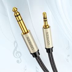 Ugreen Avdio kabel s prehodnikom TRS mini jack 3,5 mm – jack 6,35 mm, 2 m, siv