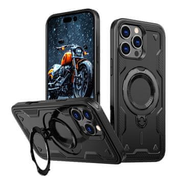 HURTEL Ovitek MagSafe za iPhone 16 Pro Max Hybrid Armor – moden – črn