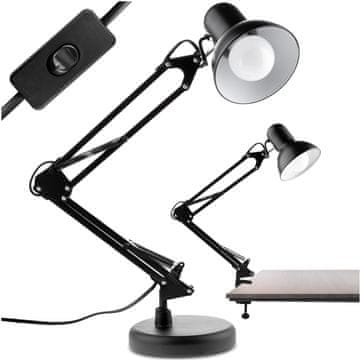 LUMILED Namizna svetilka za risanje črne barve E27 TOBI + namizno grlo
