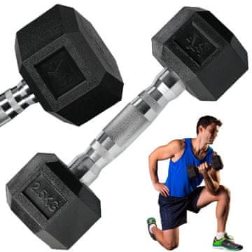 shumee Jeklene uteži HEX, prevlečene z gumo - 2,5 kg (1 kos)