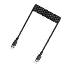 AceFast Spiralni kabel USB-C – USB-C 480 Mb/s 3 A 1,2 m – črn
