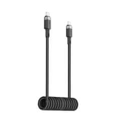 AceFast Spiralni kabel USB-C – USB-C 480 Mb/s 3 A 1,2 m – črn
