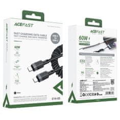 AceFast Spiralni kabel USB-C – USB-C 480 Mb/s 3 A 1,2 m – črn