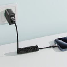 AceFast Spiralni kabel USB-C – USB-C 480 Mb/s 3 A 1,2 m – črn