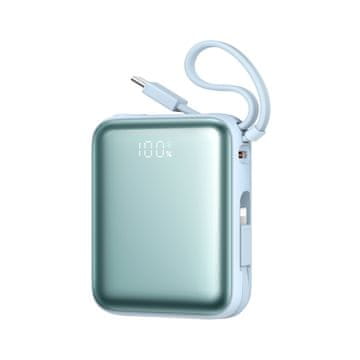 Joyroom Powerbank 10.000 mAh, 22,5 W z vgrajenimi kabli – modra