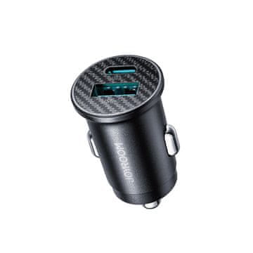 Joyroom Mini 15W USB-A USB-C avtomobilski polnilnik - črn