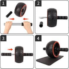 WOZINSKY Kolo za vadbo trebušnih mišic (ab wheel) s podlogo – črno